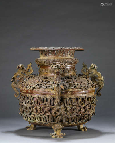 A Chinese Bronze Steaming Vessel Lei
