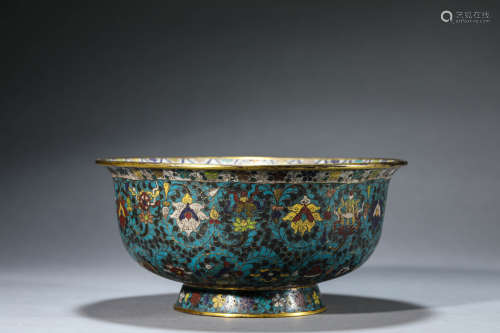 A Chinese Cloisonne Enamel Sea Beast and Eight Treasures Bow...