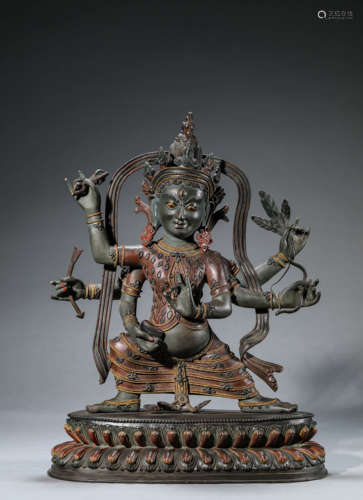 A Chinese Bronze Usnisa Vijaya Statue