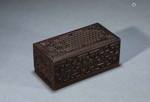 A Chinese Zitan Wood Ink Stone Box