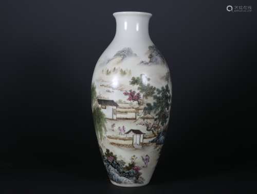 A Chinese Pastel landscape character story bottle