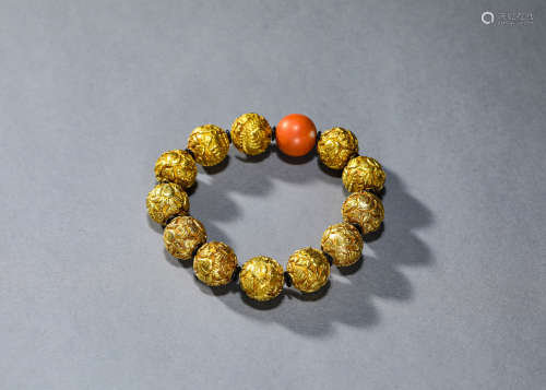 A Chinese Gold Longevity Bracelet