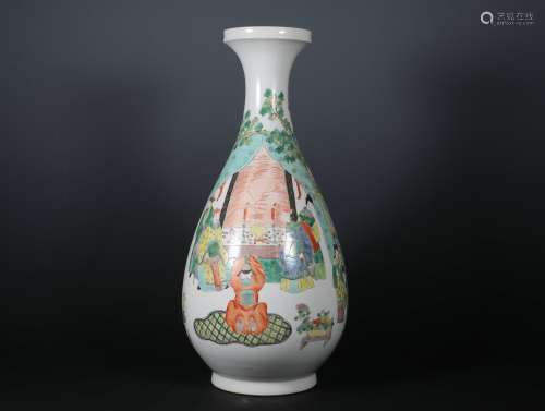 A Chinese Colorful figure jade pot spring bottle