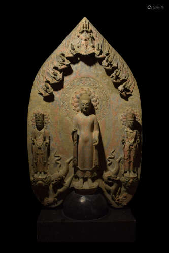 A Set of Stone Chinese Buddha Sculptures