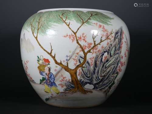 A Chinese Painted character story jar