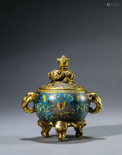 A Chinese Cloisonne Enamel Censer Marked Qian Long