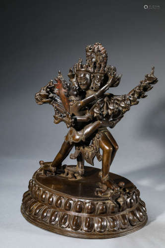 A Chinese Bronze Shri Hevajra Statue