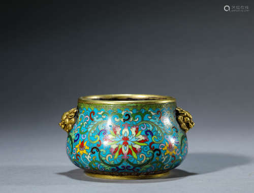 A Chinese Cloisonne Enamel Censer Marked Qian Long