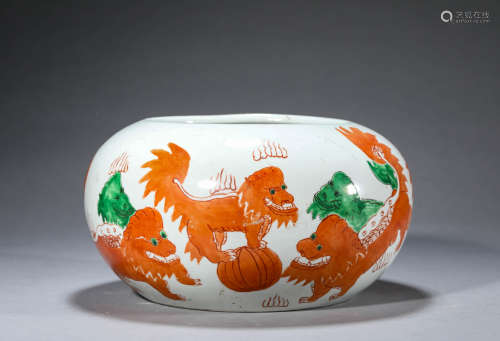 A Chinese Porcelain Iron-Red-Glazed Washer