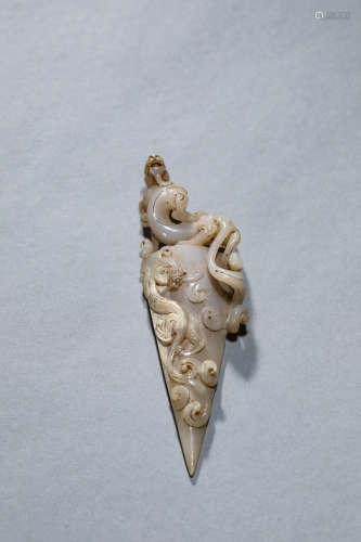 A Chinese Jade Chi Dragon Ornament