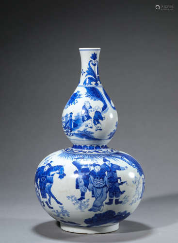 A Chinese Porcelain Blue and White Story Vase