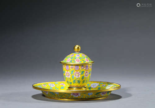 A Chinese Enamel Painted Longevity Wine Cup Marked Qian Long
