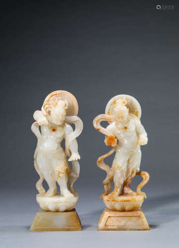 A Set of Chinese Jade Statues