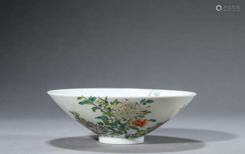 A Chinese Porcelain Famille Rose Bird Bowl Marked Yong Zheng