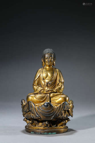 A Chinese Gilt-Bronze Bhaisajyaguru Statue