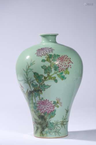 A Chinese Porcelain Celadon-Glazed Butterfly Poem Meiping Va...