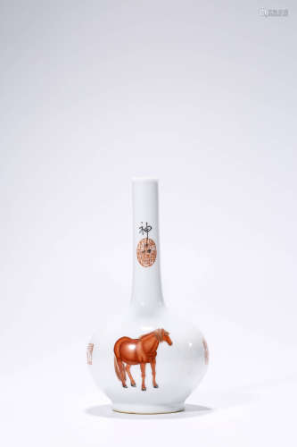A Chinese Porcelain White-Glazed Poem Vase Marked Qian Long