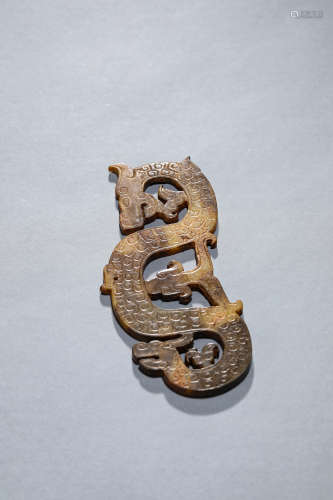 A Chinese Jade Chi Dragon Pendant