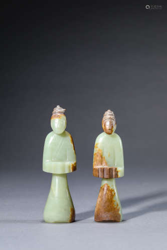 A Pair of Chinese Jade Figures