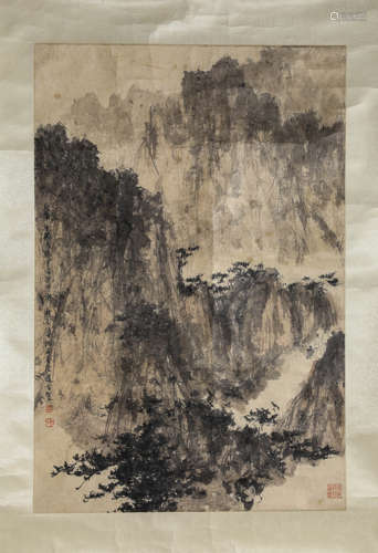 A Chinese Scroll Painting by Fu Bao Shi