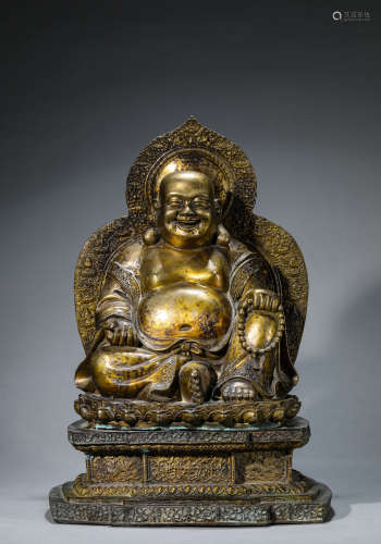 A Chinese Gilt-Bronze Maitreya Statue