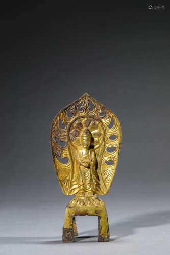 A Chinese Gilt-Bronze Sakyamuni Statue