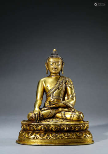 A Chinese Gilt-Bronze Bhaisajyaguru Statue