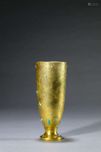 A Chinese Silver Gilding Beast Cup