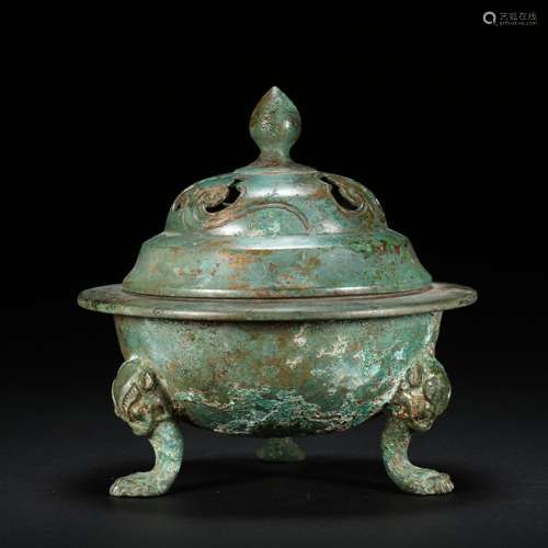 CHINESE BRONZE INCENSE BURNER, TANG DYNASTY