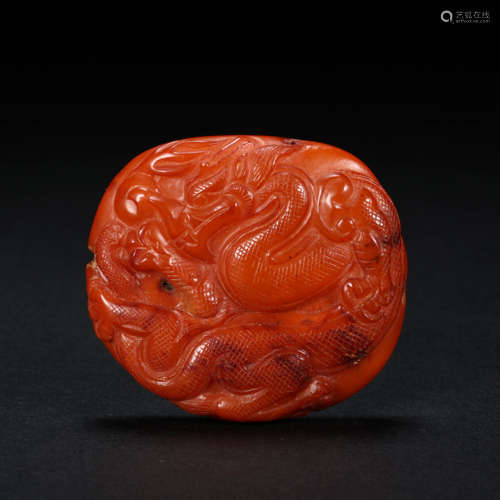 CHINESE BEESWAX DRAGON PATTERN PENDANT, LIAO DYNASTY