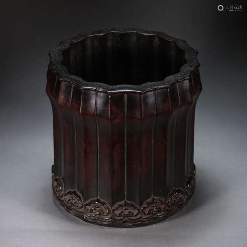 CHINESE ROSEWOOD PEN HOLDER, QING DYNASTY