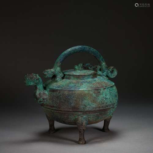 CHINESE BRONZE GIRDER POT,  SPRING AND AUTUMN PERIOD AND, WA...