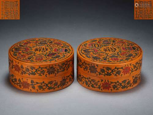 A PAIR OF CHINESE LACQUER POWDER BOXES, QING DYNASTY