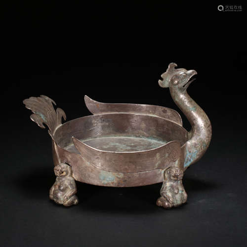 CHINESE PURE SILVER FENGSHOU POT, TANG DYNASTY