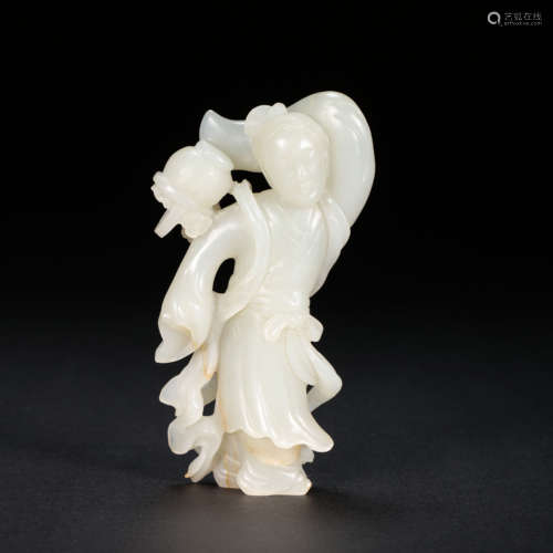 HETIAN WHITE JADE LADY, QING DYNASTY