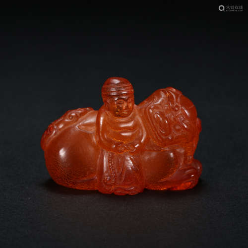 CHINESE BEESWAX HU REN TRAINED THE LION, LIAO DYNASTY