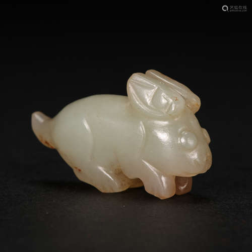 CHINESE HETIAN WHITE JADE RABBIT, WESTERN ZHOU DYNASTY