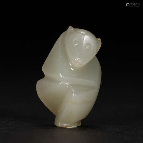 CHINESE HETIAN WHITE JADE MONKEY, LIAO DYNASTY