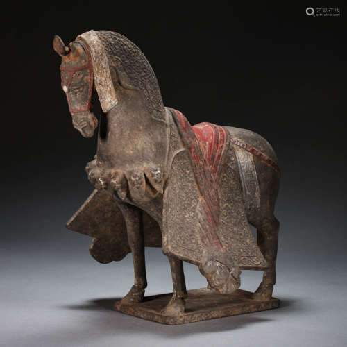 CHINESE POTTERY PAINTED HORSES, TANG DYNASTY