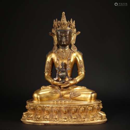 BRONZE GILDING BUDDHA STATUE FROM XIZANG, QING DYNASTY