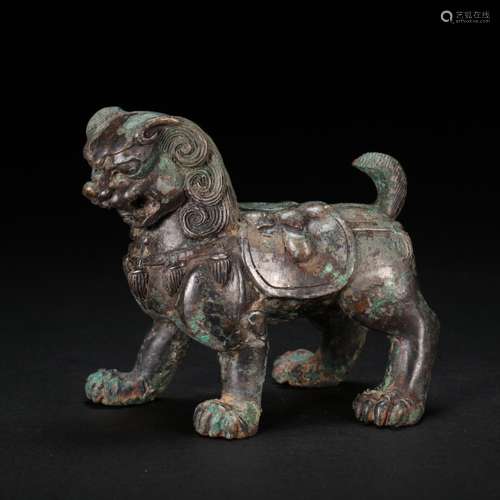 CHINESE BRONZE LION, TANG DYNASTY