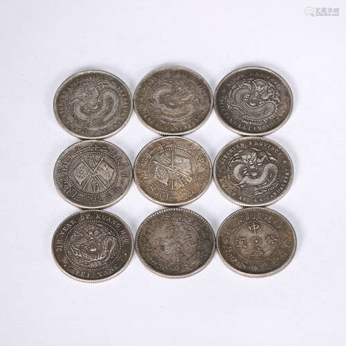 A GROUP OF CHINESE SILVER COINS, QING DYNASTY