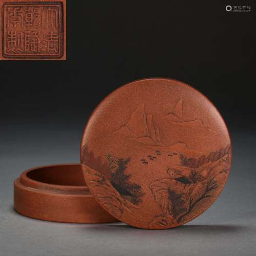 CHINESE PURPLE CLAY PRINTING BOX, QING DYNASTY QIANLONG YEAR