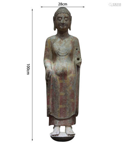 CHINESE BLUESTONE BUDDHA STATUES, NORTHERN WEI DYNASTY