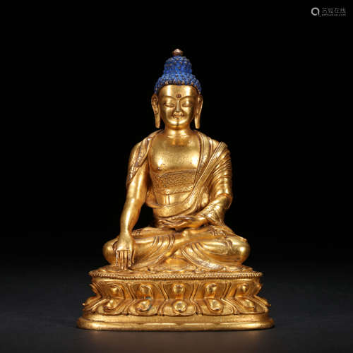 CHINESE BRONZE GILDING BUDDHA STATUE, QING DYNASTY