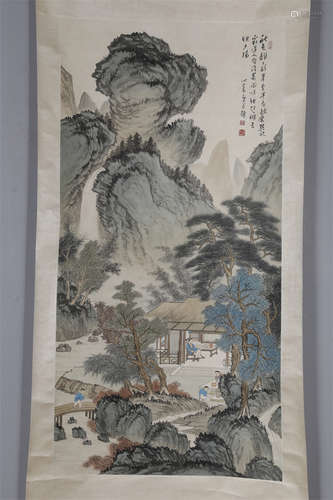 A Landscape Painting on Paper by Pu Ru.