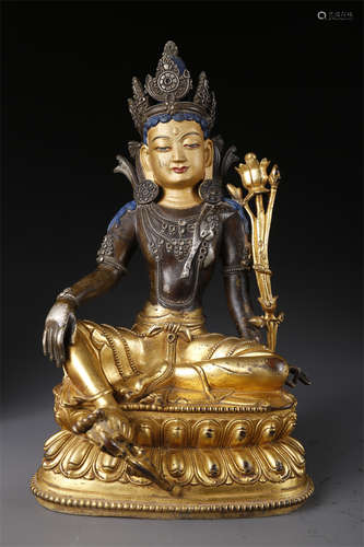 A Copper Avalokitesvara Bodhisattva Statue.