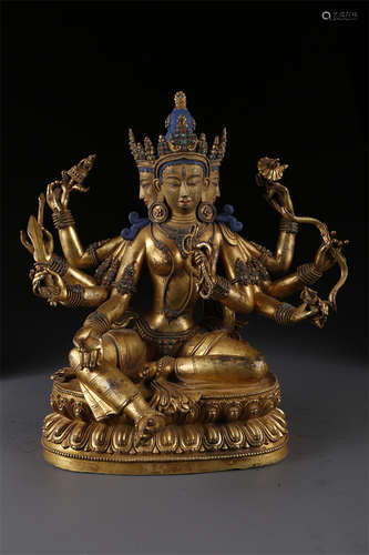 A Gilt Copper Namgyalma Buddha Statue.