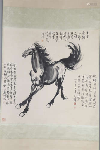 A Steed Painting on Paper by Xu Beihong.