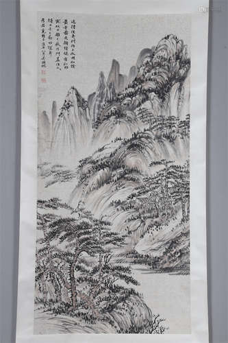 A Landscape Painting on Paper by Wu Hufan.